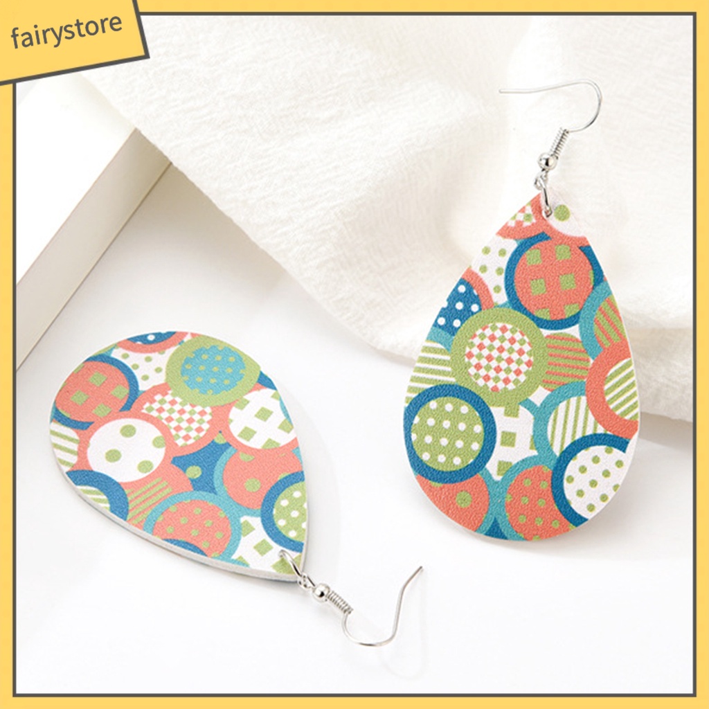 Bông Tai Hình Giọt Nước Bằng Da Giả Thời Trang Dành Cho Nữ