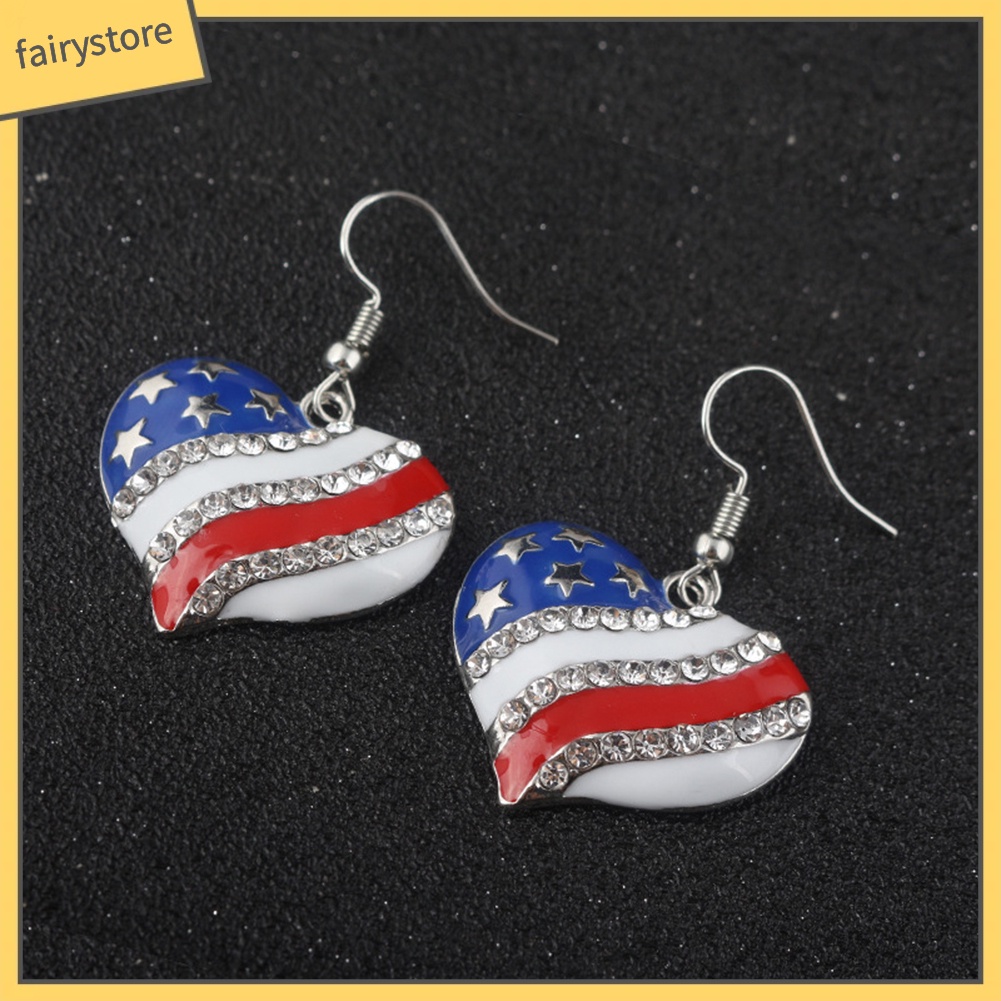 Bông Tai Hình Ngôi Sao / Trái Tim / Lá Cờ Mỹ Đính Đá Thời Trang Dành Cho Nữ