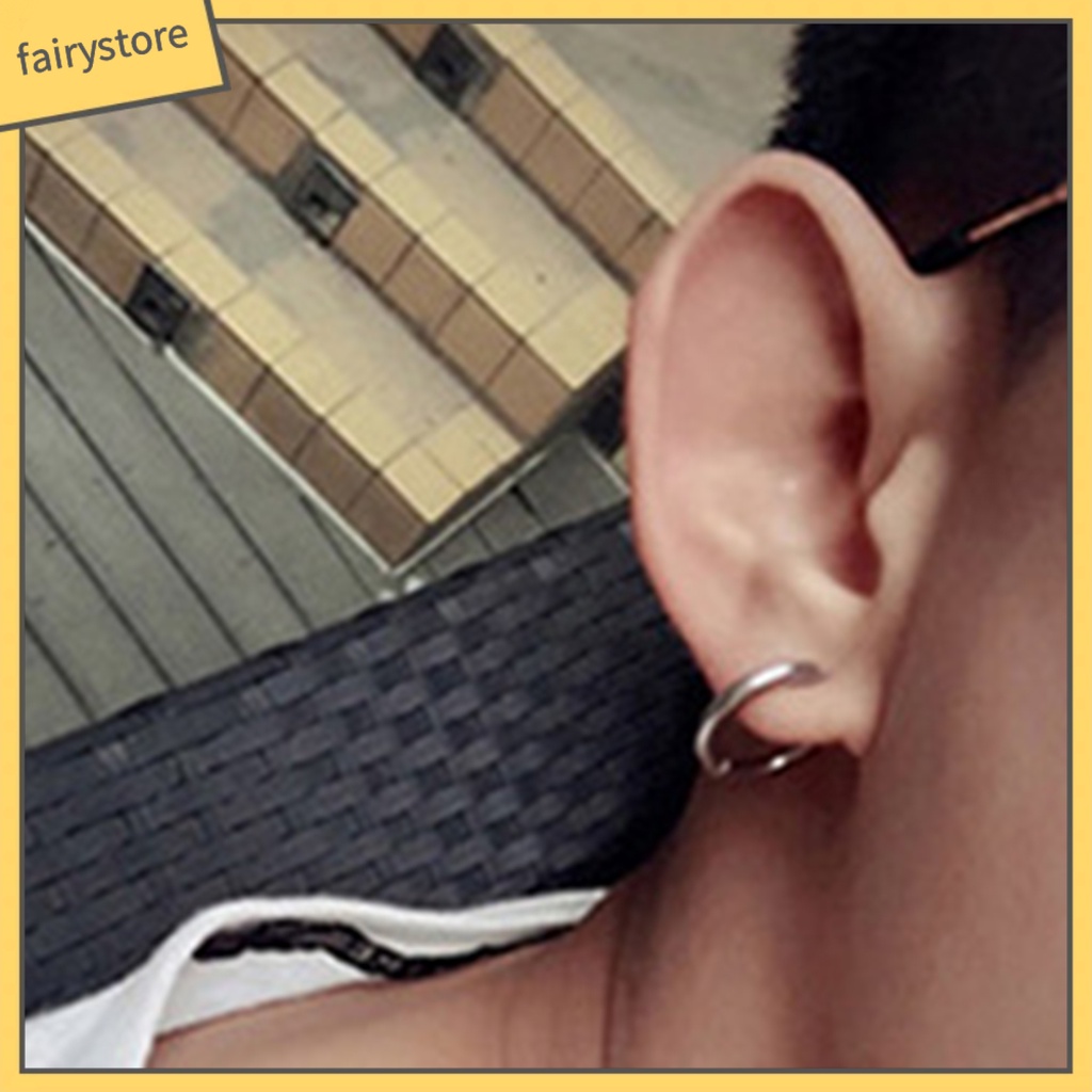 1 Khuyên Tai Tròn Unisex Không Cần Xỏ Lỗ Dùng Hàng Ngày