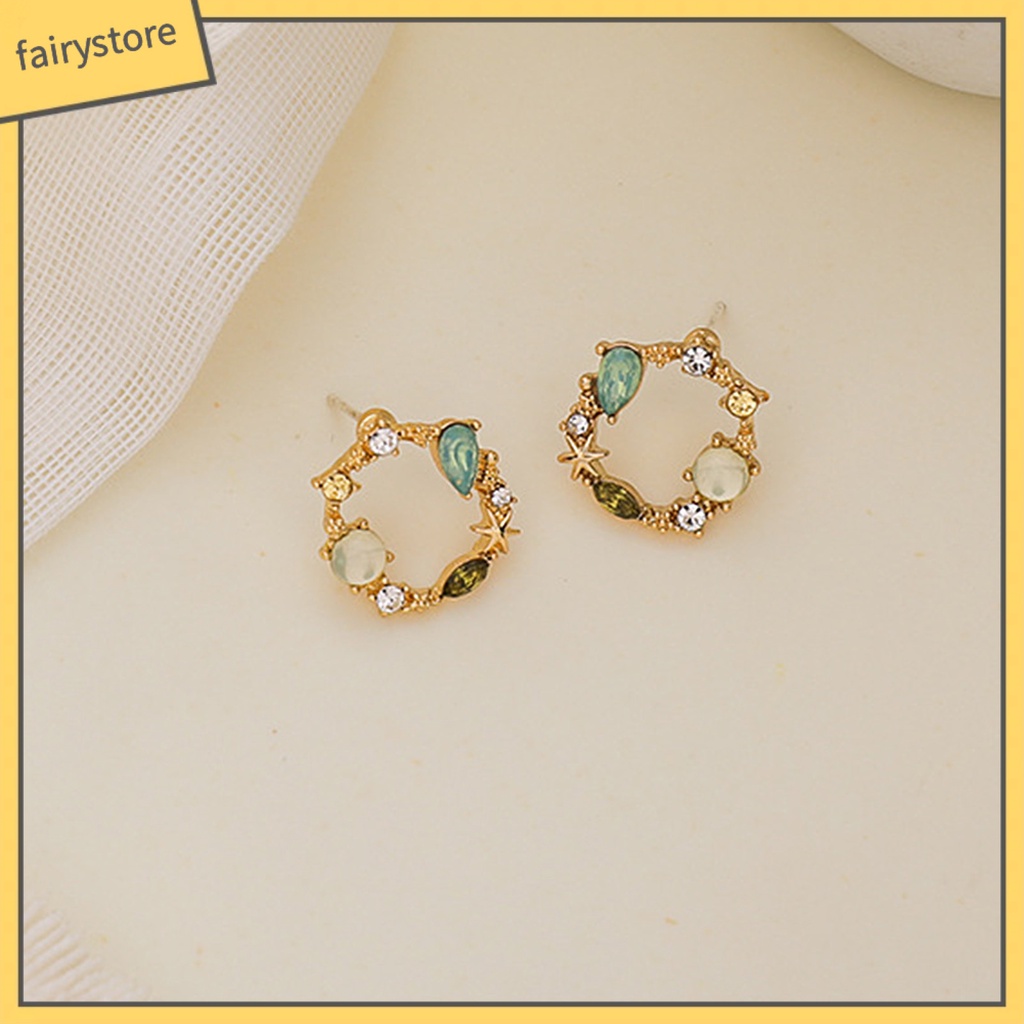 1 Đôi Bông Tai Hình Học Bằng Hợp Kim Đính Đá Tinh Xảo Cho Cuộc Sống Hàng Ngày