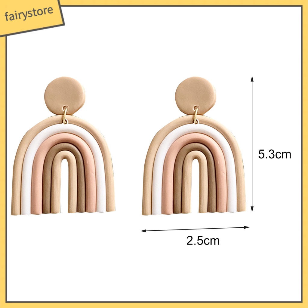 [FRO] 1 Đôi Bông Tai Hình Chữ U Bằng Đất Sét Polymer Đầy Màu Sắc Phù Hợp Với Mọi Phong