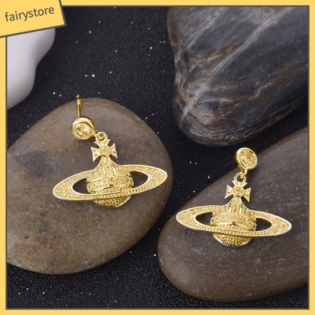 1 Đôi Bông Tai Hình Hành Tinh Đính Đá Lấp Lánh Trọng Lượng Nhẹ