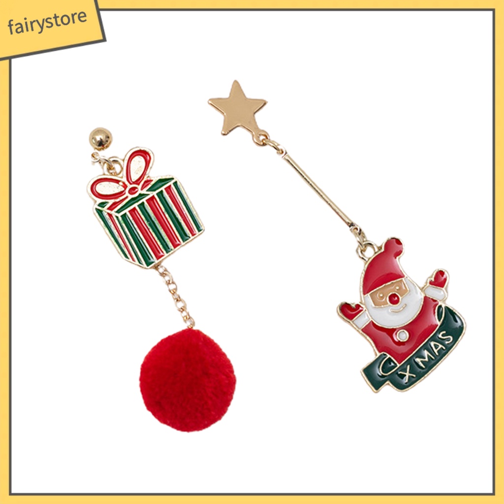 1 Cặp Bông Tai Hình Người Tuyết Nhiều Màu Sắc Siêu Bền Dễ Mặc Giáng Sinh