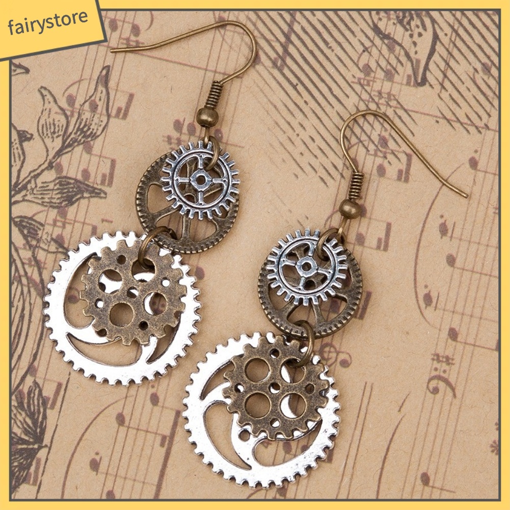 Đôi Khuyên Tai Dài Hình Bánh Răng Thời Trang Cho Nữ