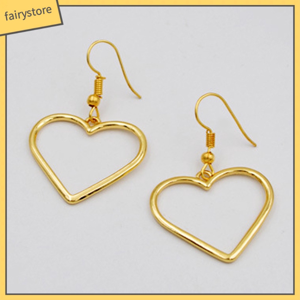 1 Đôi Bông Tai Hình Trái Tim Rỗng Thời Trang Dành Cho Nữ