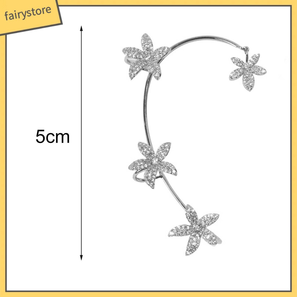 1 Khuyên Kẹp Vành Tai Hình Hoa Đính Đá Lấp Lánh Thời Trang Dự Tiệc