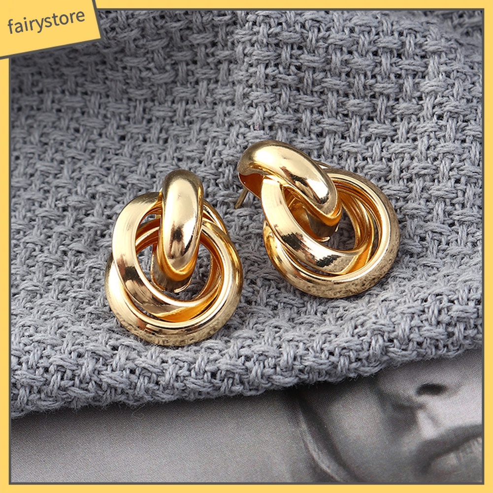 Bông Tai 3 Vòng Hình Chữ Thập Phong Cách Punk Dành Cho Nữ