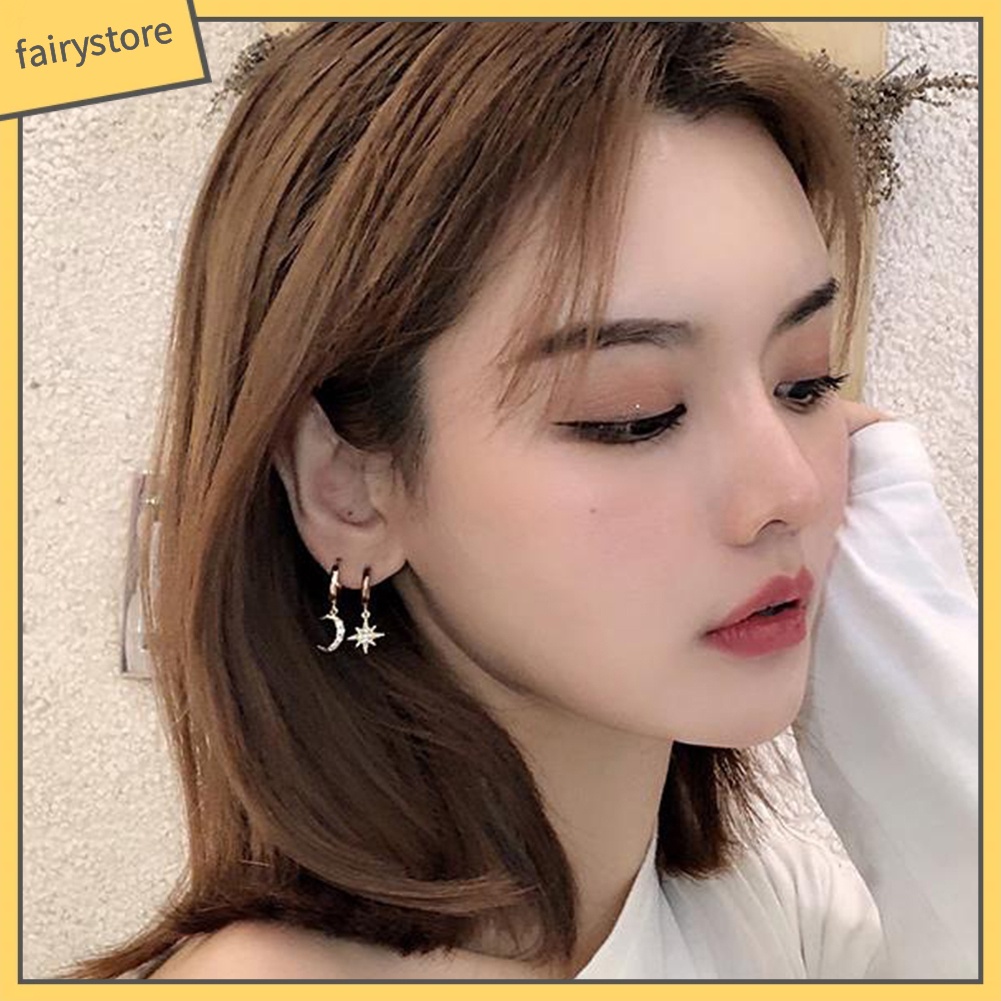 Bông Tai Hình Ngôi Sao Đính Đá Zircon Thời Trang Dành Cho Nữ