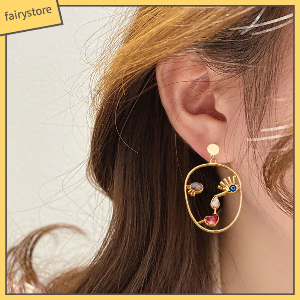 1 Đôi Bông Tai Hình Học Nhiều Màu Sắc Thời Trang Dành Cho Nữ