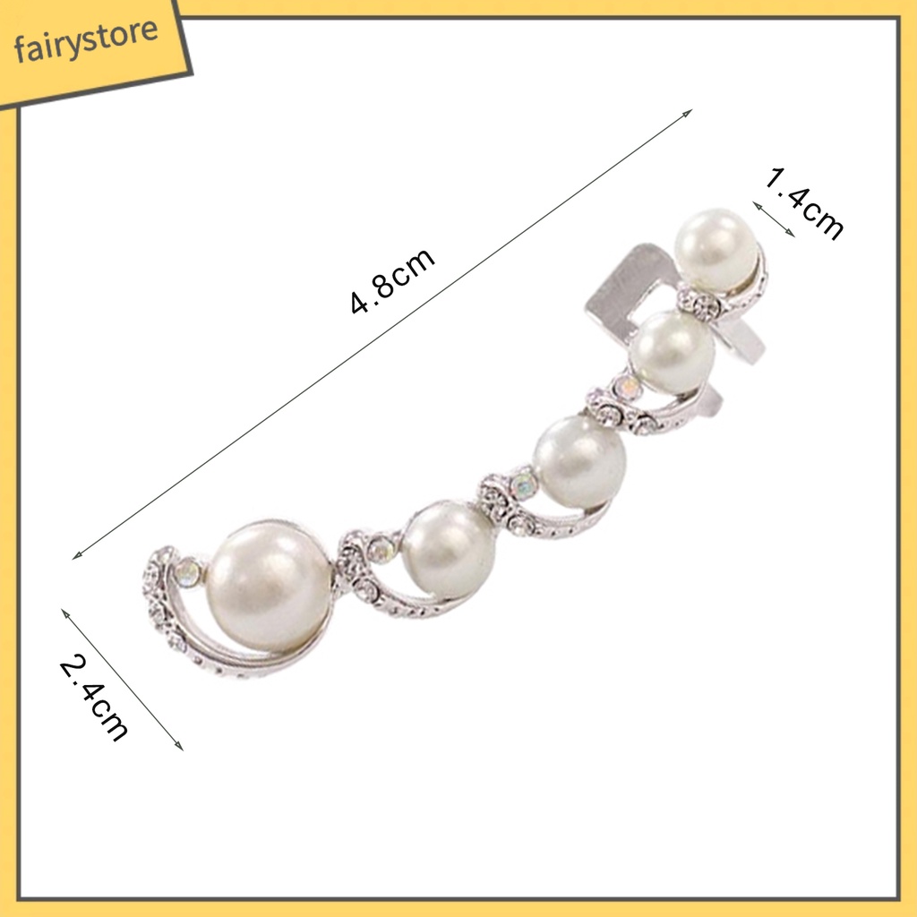 1 Khuyên Kẹp Vành Tai Đính Đá / Ngọc Trai Giả Thời Trang Cho Nữ