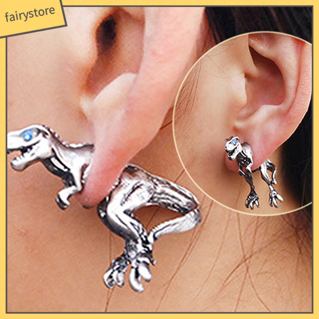 Bông Tai Hình Khủng Long 3D Bằng Hợp Kim Phong Cách Punk Dành Cho Nữ