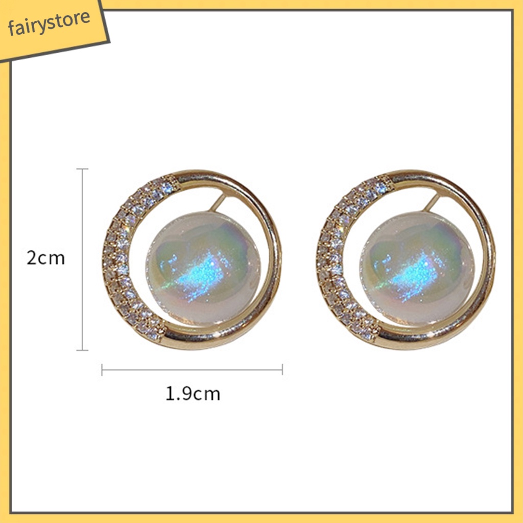 1 Đôi Bông Tai Tròn Đính Ngọc Trai Giả Lấp Lánh