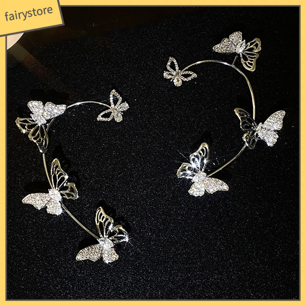 1 Khuyên Kẹp Vành Tai Hình Bướm Rỗng Không Cần Xỏ Lỗ Phong Cách Hàn Quốc Tinh Tế Dành Cho Tiệc Cưới