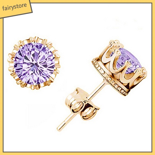 Bông Tai Mạ BạC HìNh Vương MiệN ĐíNh Đá ThờI Trang