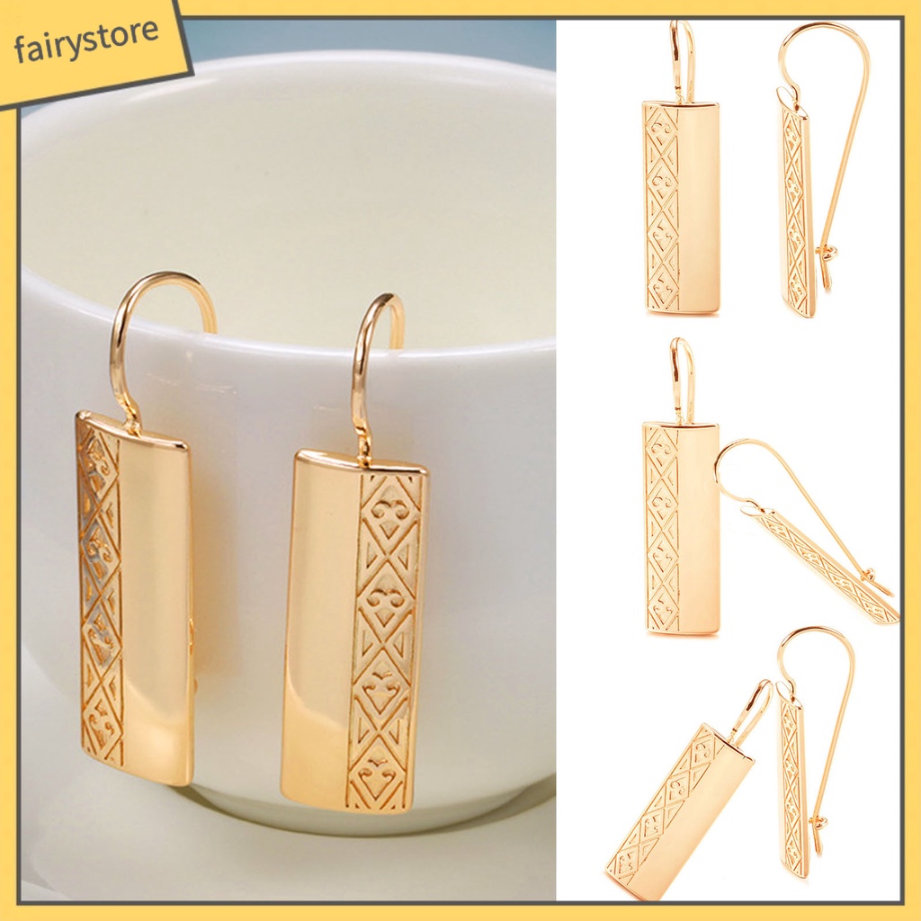 [FRO] 1 Đôi Bông Tai Móc Hình Chữ Nhật Bằng Hợp Kim Bắt Mắt Nghệ Thuật Cho Kỳ Nghỉ