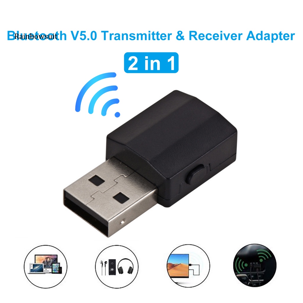 Bộ Chuyển Đổi USB Bluetooth 5.0 2 Trong 1 Cho TV / Xe Hơi / Máy Tính