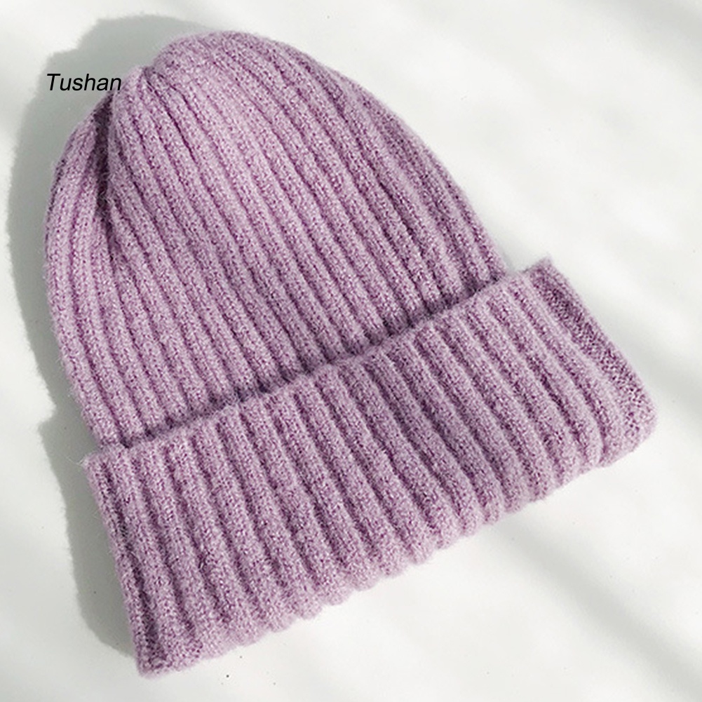 Mũ Len Beanie Màu Trơn Giữ Ấm Thời Trang Cho Nữ