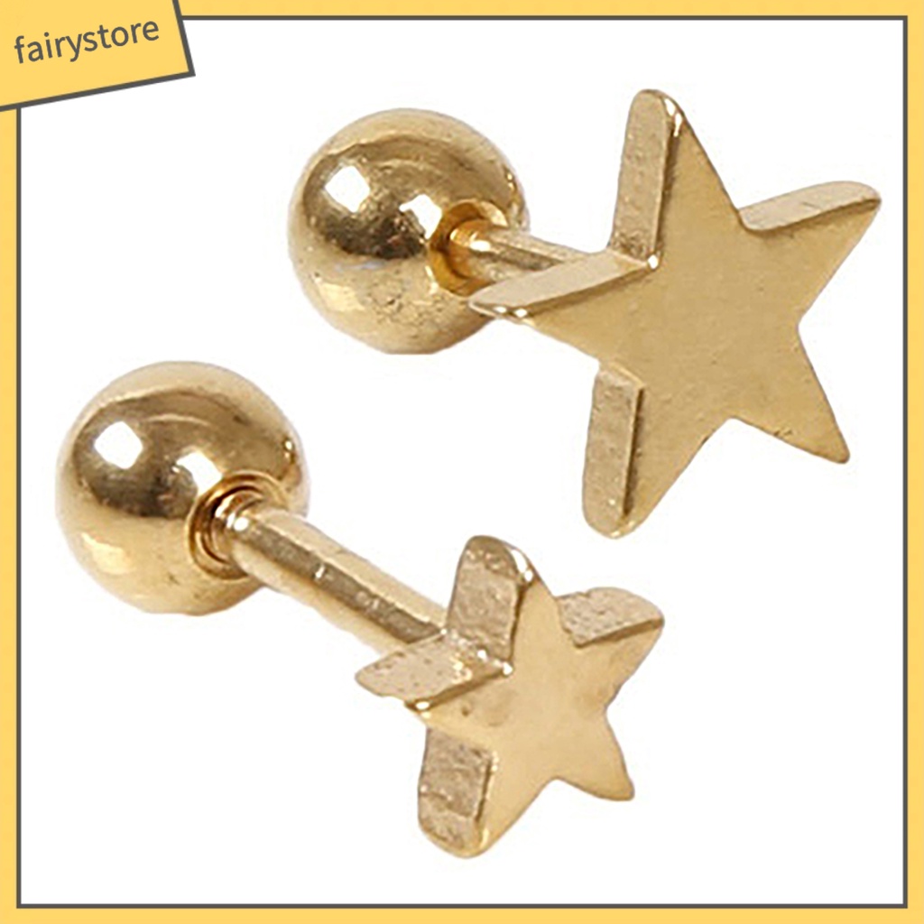 1 Đôi Bông Tai Hình Ngôi Sao Năm Cánh Bằng Hợp Kim Unisex