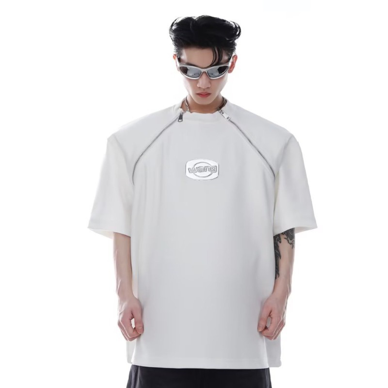 Áo Thun Tay Ngắn Khóa Kéo Đôi Phong Cách Đường Phố Thời Trang Mùa Hè Cho Nam