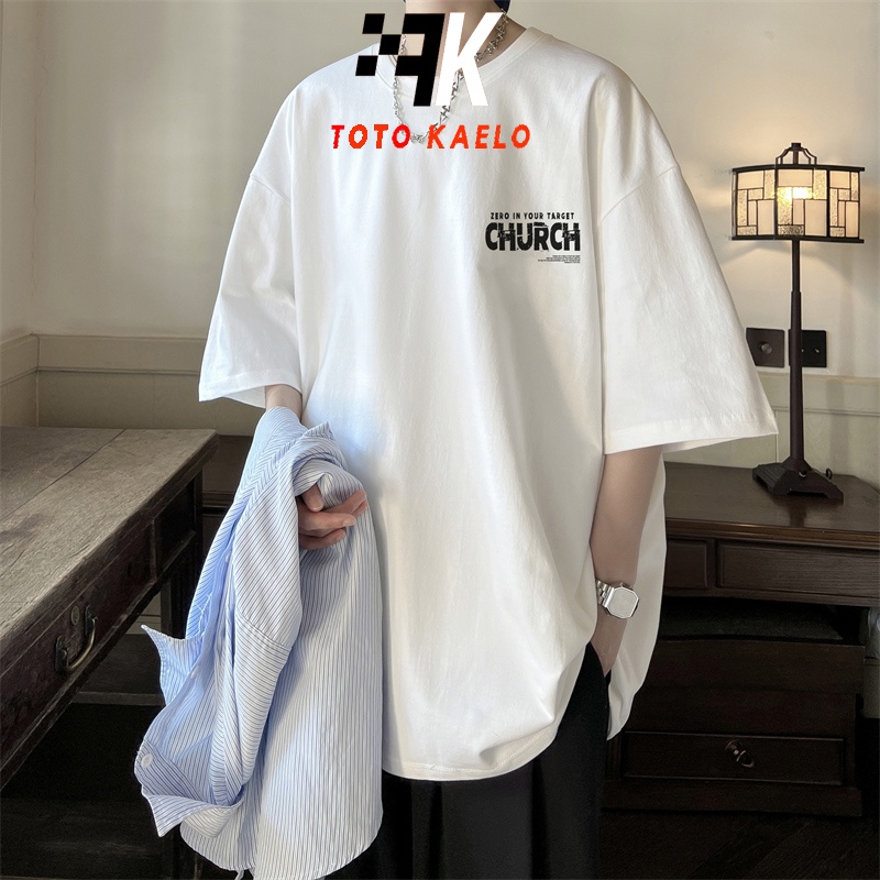TOTOK Áo phông áo thun unisex Ngắn Tay Cổ Chữ V In Chữ Phong Cách hip hop RE0108