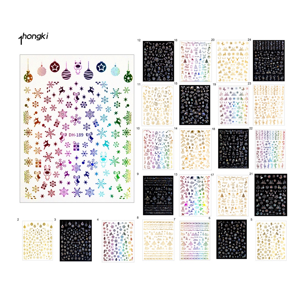 Miếng Dán Trang Trí Móng Tay Họa Tiết Giáng Sinh 3D DIY
