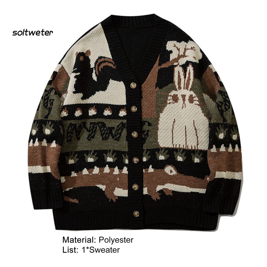 Áo Sweater Mùa Đông In Họa Tiết Hoạt Hình Phong Cách Vintage Cho Nam