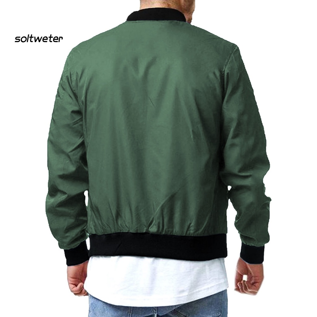 Áo Khoác Cổ Đứng Tay Dài Màu Trơn Có Khóa Kéo Dáng Rộng Thời Trang Đường Phố Mùa Thu Cho Nam