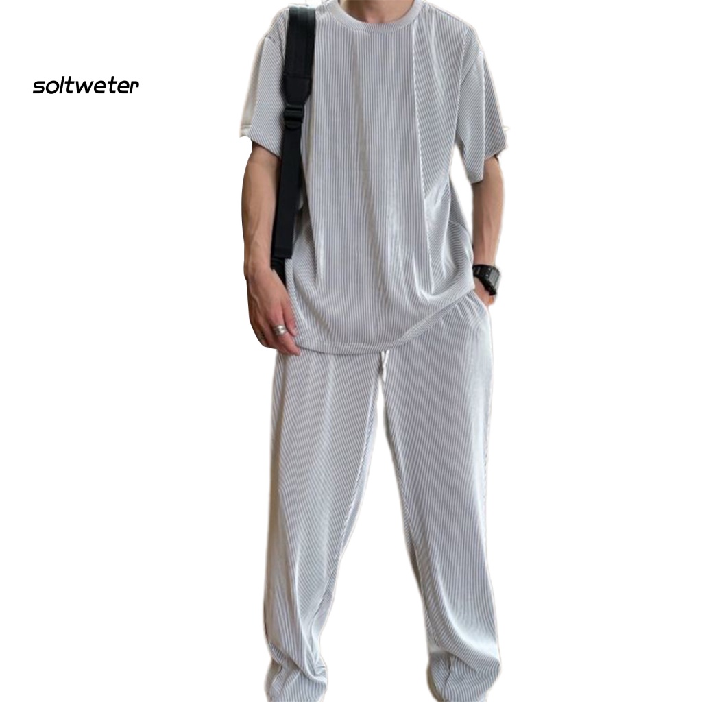 1 Bộ Áo Cổ Thuyền Màu Trơn Phối Quần Dài Dáng Rộng Thời Trang Mùa Hè Cho Văn Phòng