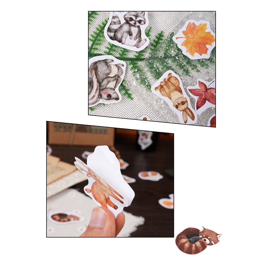Bộ 46 Miếng Dán Trang Trí Sổ Tay Hình Gia Đình Rừng Cây Dễ Thương
