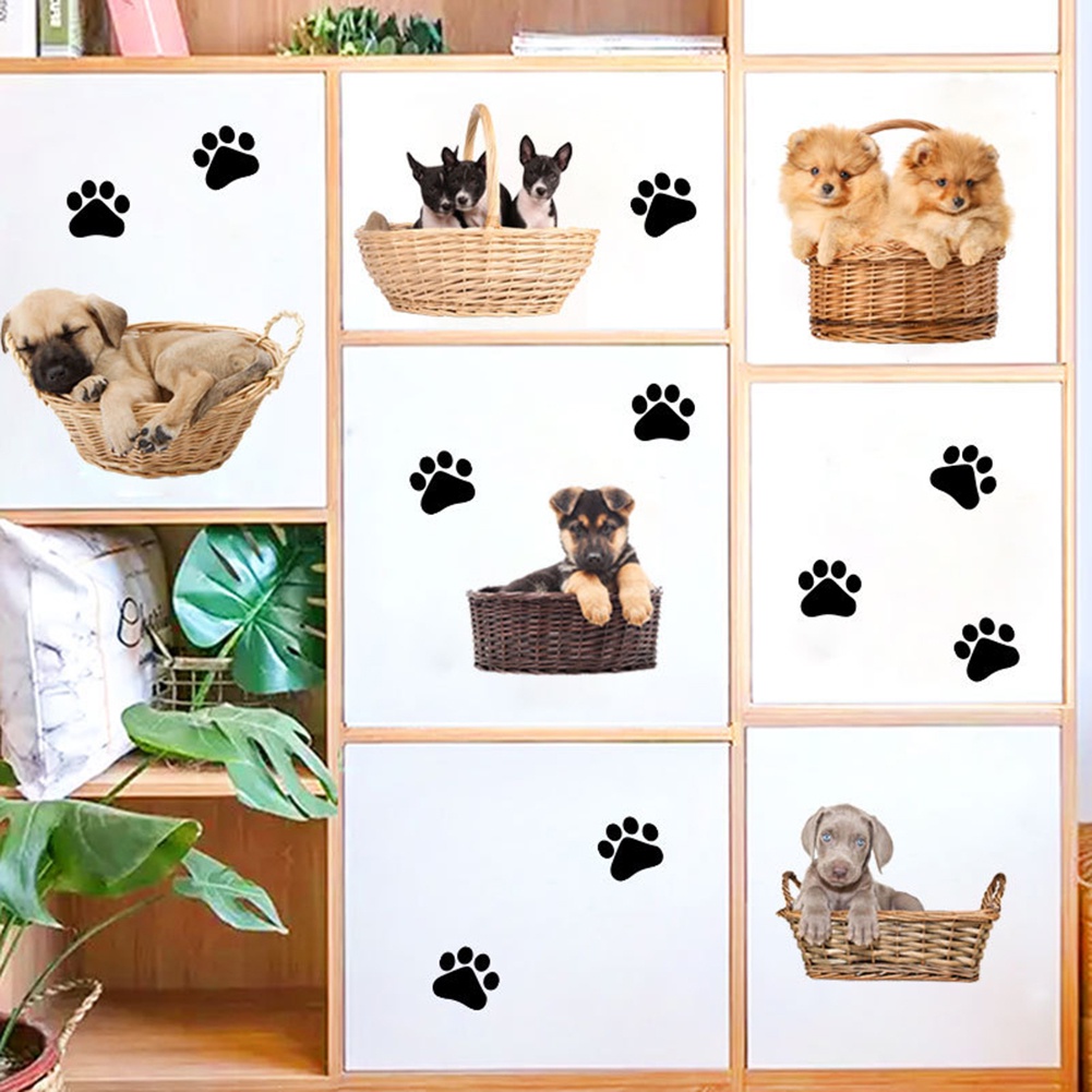 Miếng Dán Tường Trang Trí Hình Dấu Chân Cún Hoạt Hình Tháo Rời Được DIY Dành Cho Phòng Trẻ Em