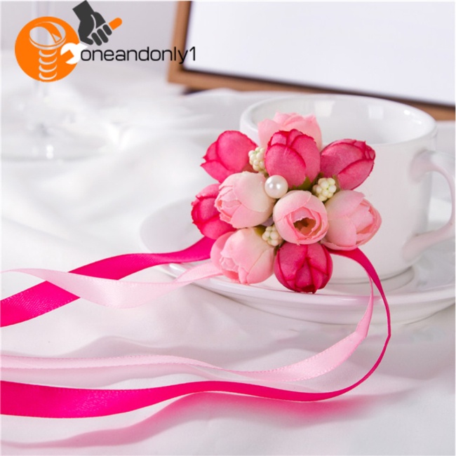 [COD] Vòng Tay Hoa Lụa Đính Ruy Băng Cho Phù Dâu / Phụ Kiện Đám Cưới Nhóm Chị Em