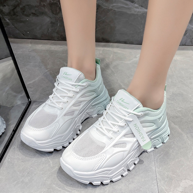 Giày Thể Thao Trắng Phối Lưới Thoáng Khí Thời Trang Cho Nữ