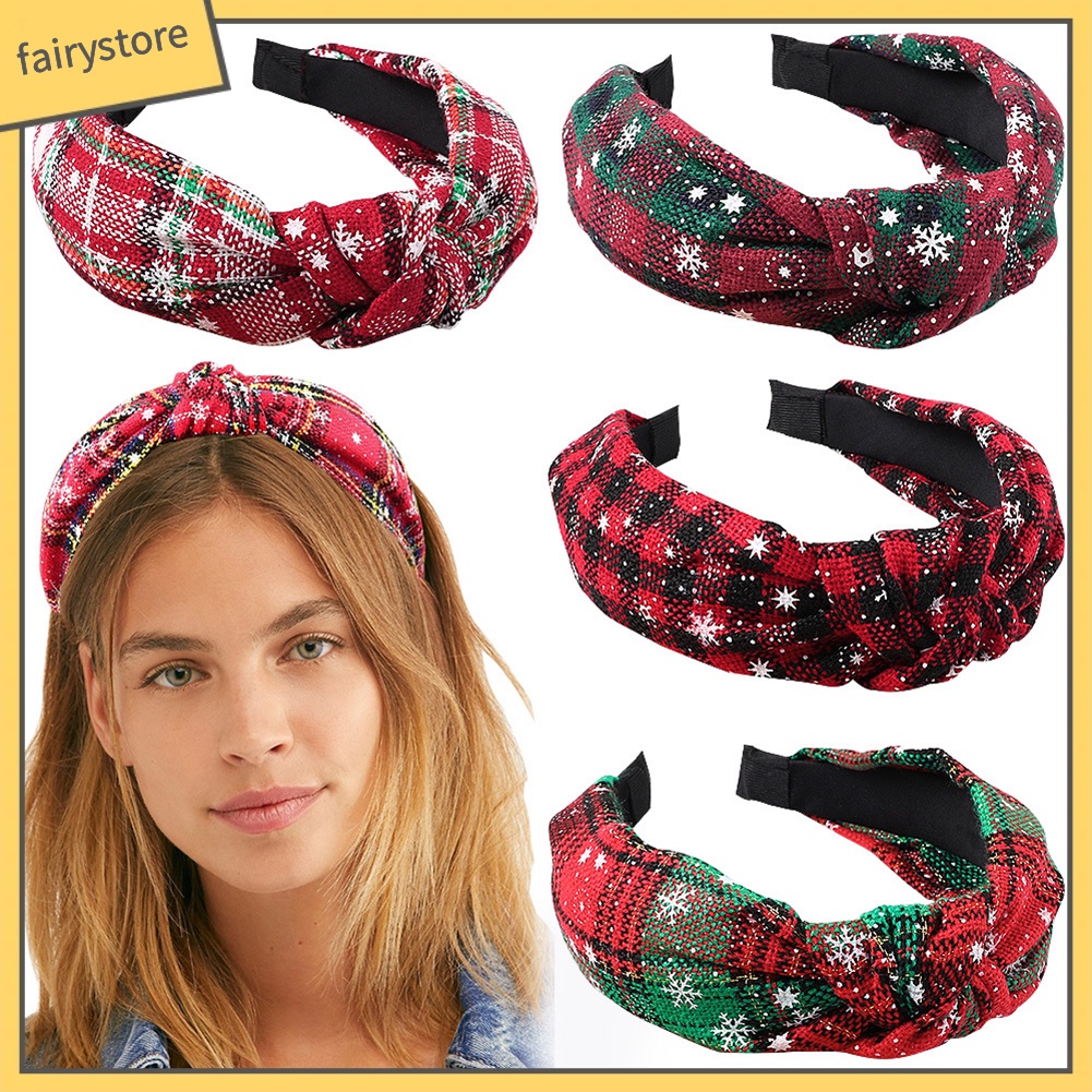 Băng Đô Cài Tóc Co Giãn In Họa Tiết Hoa Tuyết Thắt Nút Thời Trang Cho Nữ