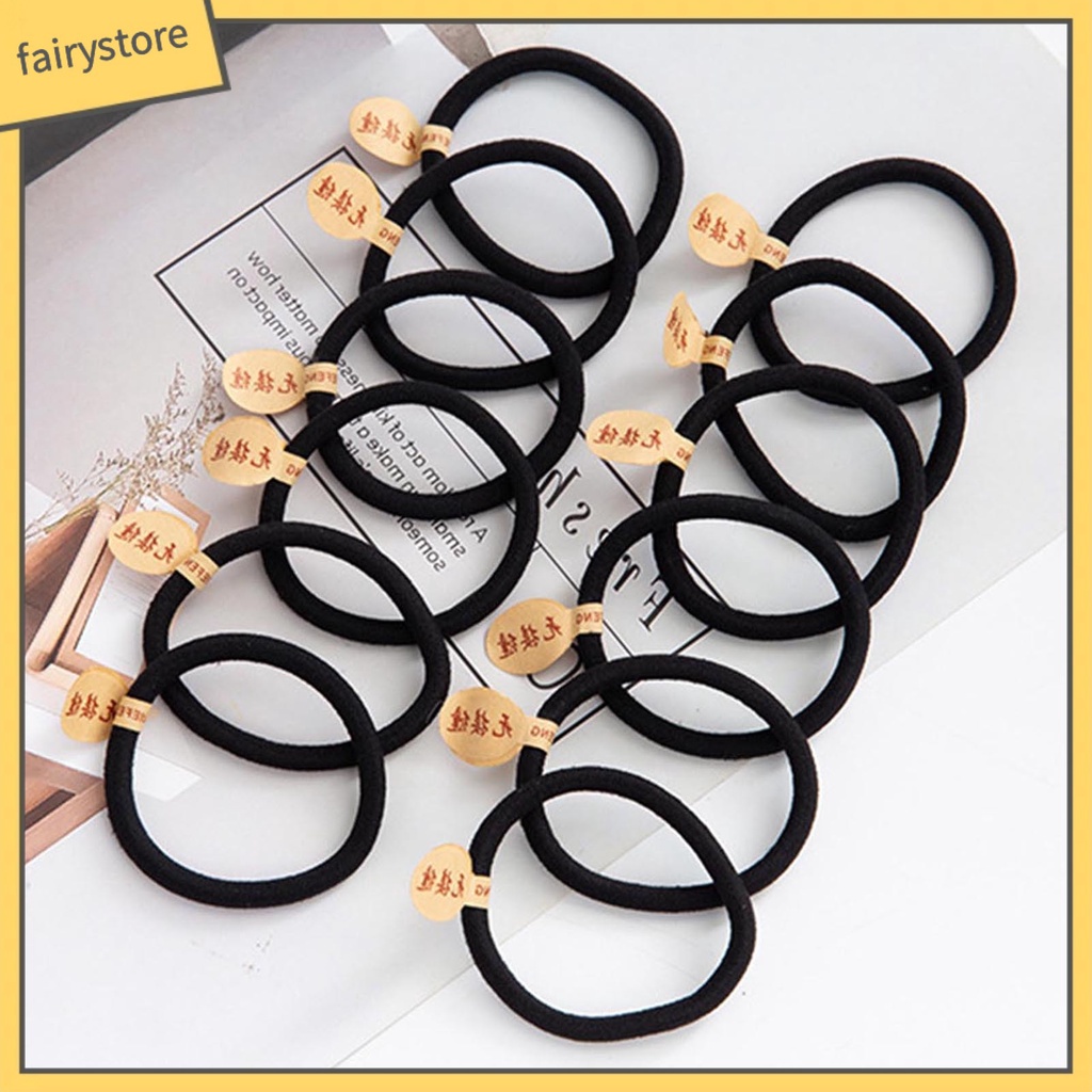 Dây Cột Tóc Màu Đen Dày Dặn Co Giãn Tốt Chống Mòn Độ Bền Cao Tiện Dụng Cho Nữ