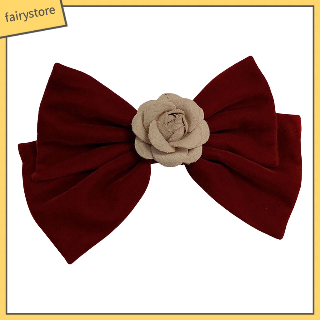 Kẹp Tóc Hình Nơ Màu Trơn Co Giãn Chống Trượt Phong Cách Hàn Quốc Dành Cho Nữ