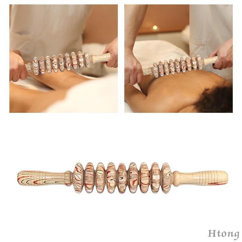 Dụng Cụ Lăn Mát Xa Cơ Bụng / Cơ / Đùi / Chân Cầm Tay 9 Bánh Xe Bằng Gỗ Chuyên Nghiệp Đa Năng Thích Hợp Làm Quà Tặng Cho Nam Và Nữ