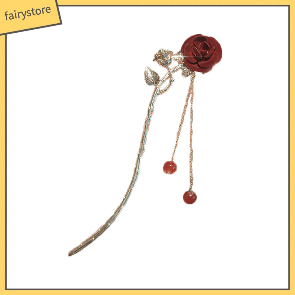 Trâm Cài Tóc Đính Hạt Và Tua Rua Chống Trượt Trang Trí Hoa Hồng Dễ Thương Dành Cho Bạn Nữ