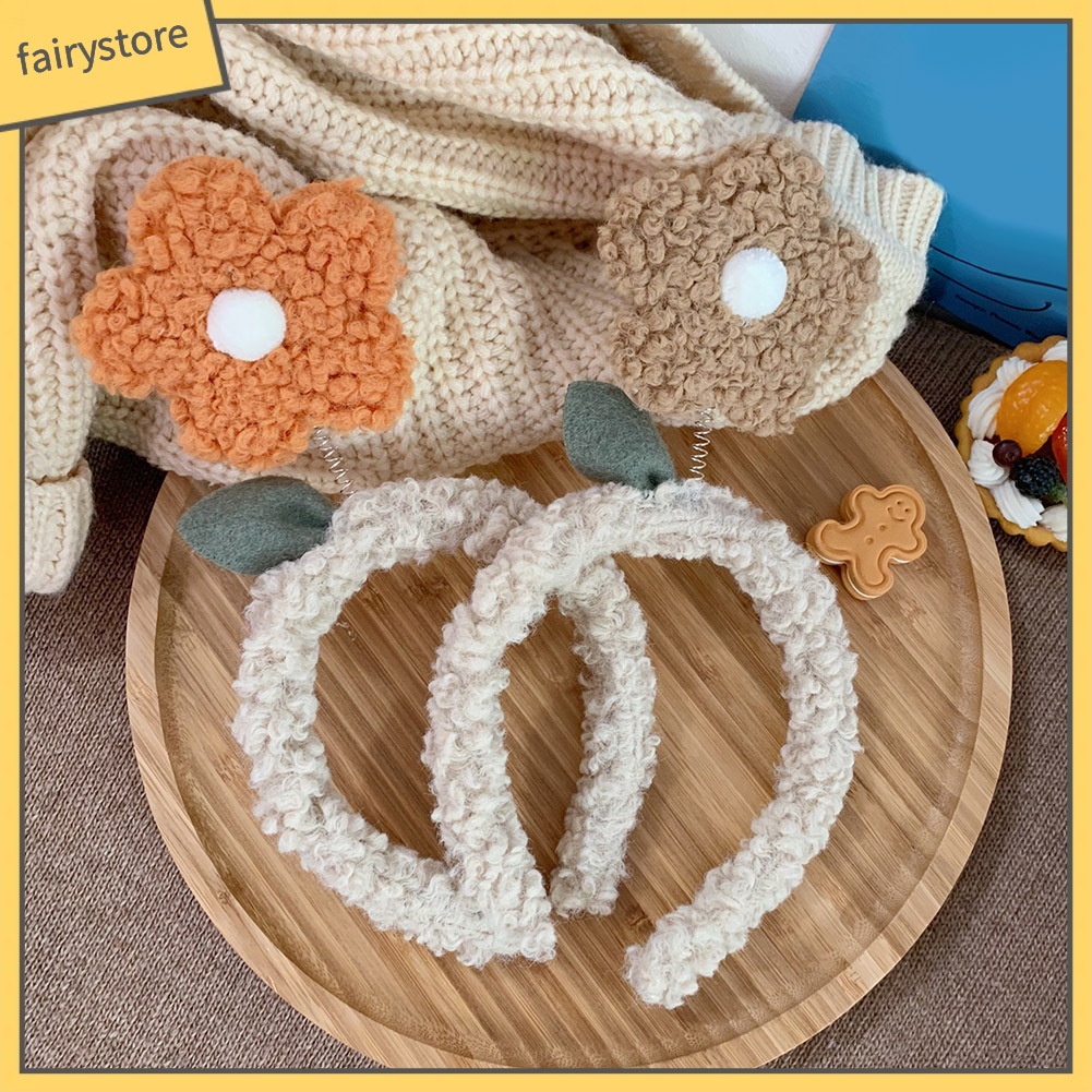 Băng Đô Cài Tóc Rửa Mặt Bằng Vải Bông Hình Hoa Đáng Yêu Cho Nữ