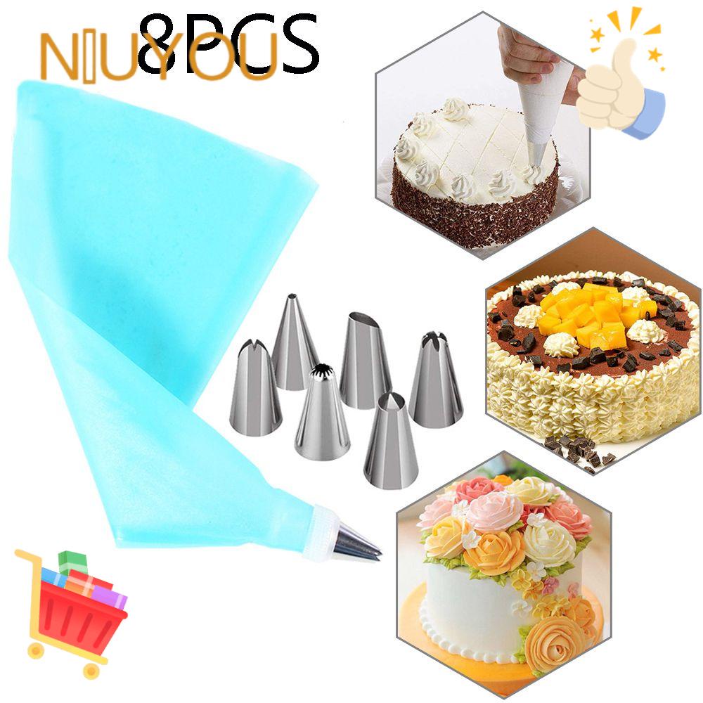 Set 8 Đuôi Bắt Bông Kem Bằng Thép Không Gỉ Tạo Hình Trang Trí Bánh Kem