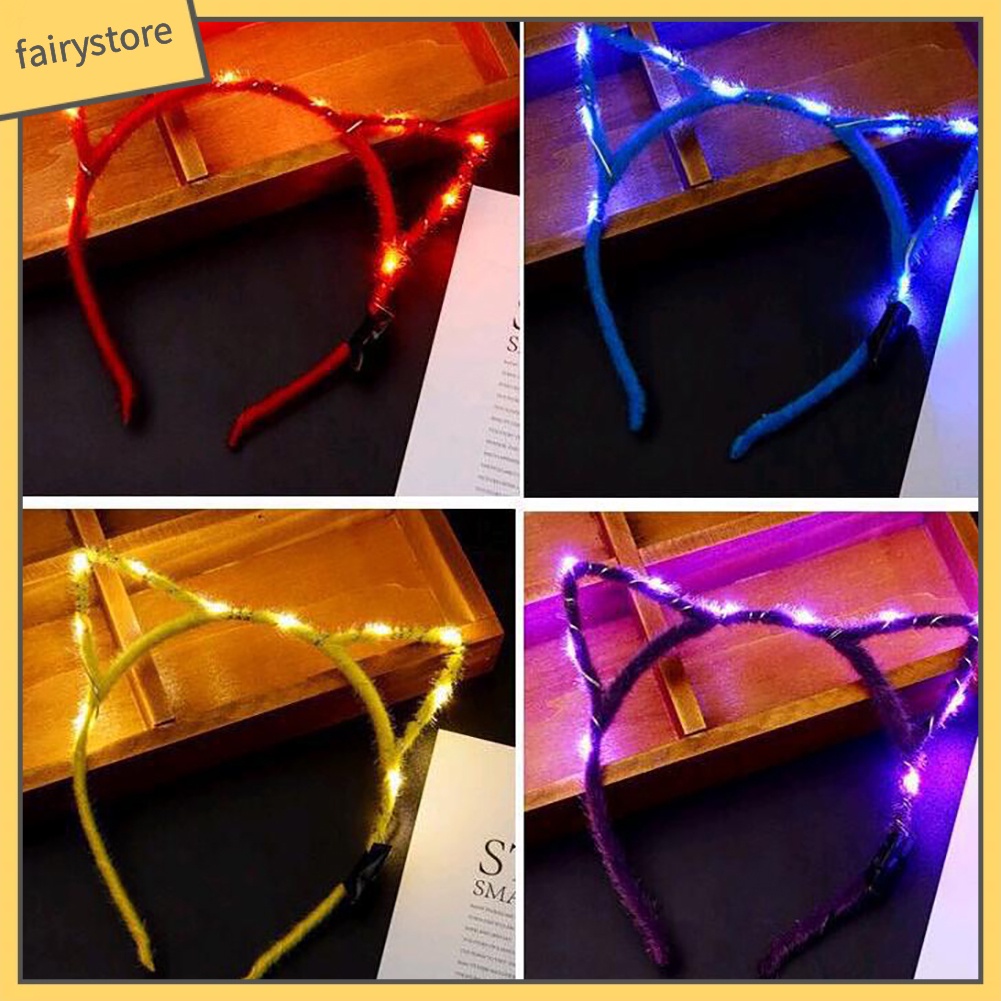 Băng Đô Tai Mèo Có Đèn LED Dễ Thương