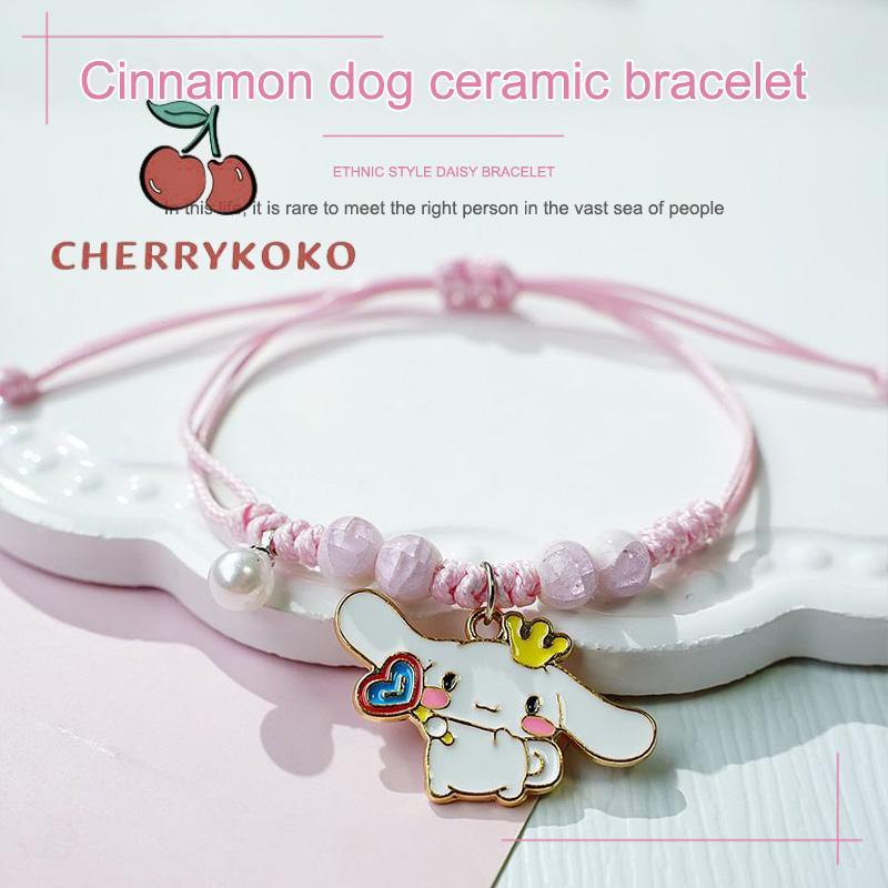🍒🍒CHERRYKOKO Sanrio Vòng Đeo Tay Gắn Chuông Họa Tiết Chú Chó Kuromi Đáng Yêu Cho Nữ