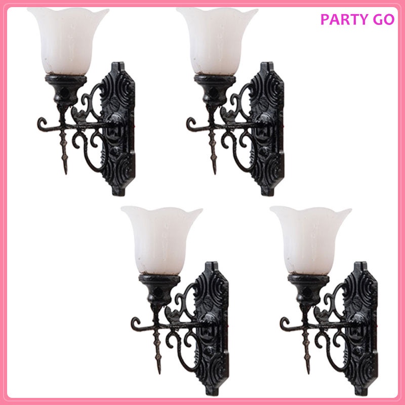 Set 4 Đèn LED 1 / 12 Trang Trí Nhà Búp Bê Phong Cách Vintage