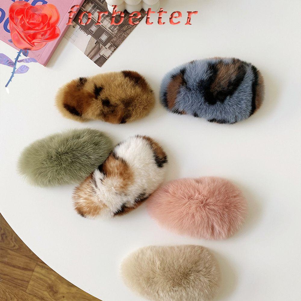 Kẹp Tóc Phủ Lông Màu Trơn Ngọt Ngào Dễ Thương Cho Bạn Gái