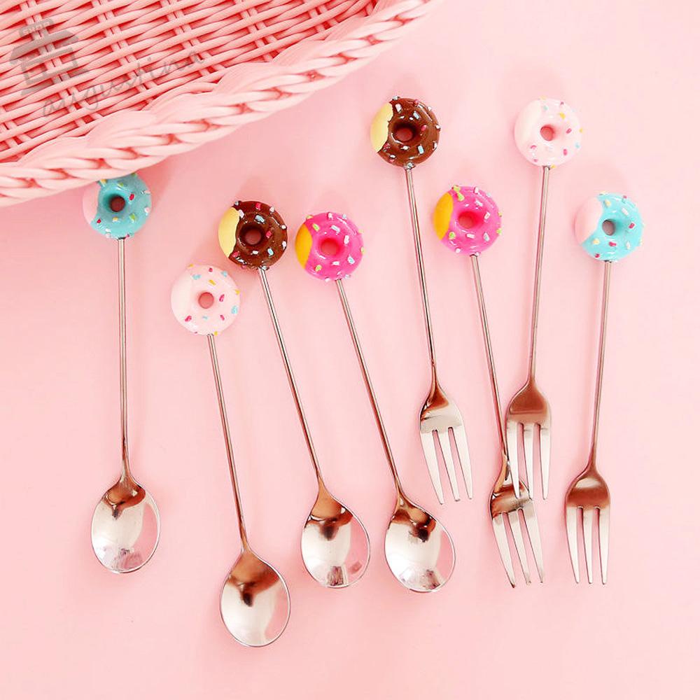 Muỗng Cà Phê / Nĩa Ăn Tráng Miệng Hình Que Kem Dễ Thương