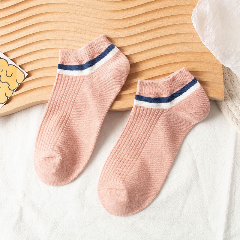 Vớ Cotton Cổ Thuyền Họa Tiết Kẻ Sọc Đơn Giản Thời Trang 2022 Cho Nữ