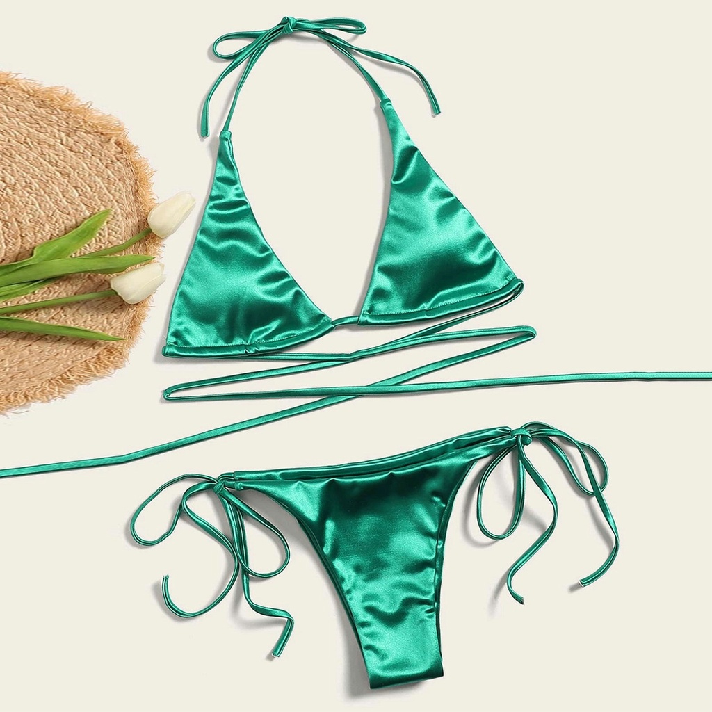 Bộ Bikini 2 Mảnh Màu Sắc Thời Trang Gợi Cảm Cho Nữ