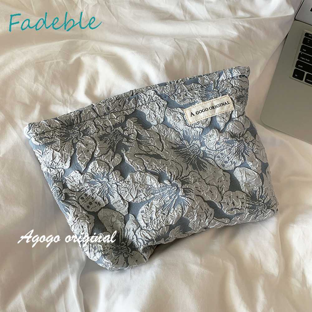 Túi Đựng Mỹ Phẩm Catton Sức Chứa Lớn Họa Tiết Hoa Dành Cho Nữ