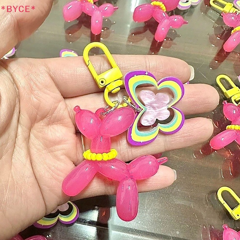 Móc Khóa Hình Chú Chó Và Bong Bóng Bằng Acrylic Màu Kẹo Dễ Thương Mới