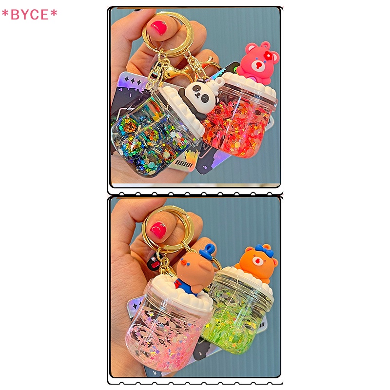 Byce &gt; Móc Chìa Khóa Dạng Cát Chảy Hình Gấu Trúc Hoạt Hình Có Thể Di Chuyển