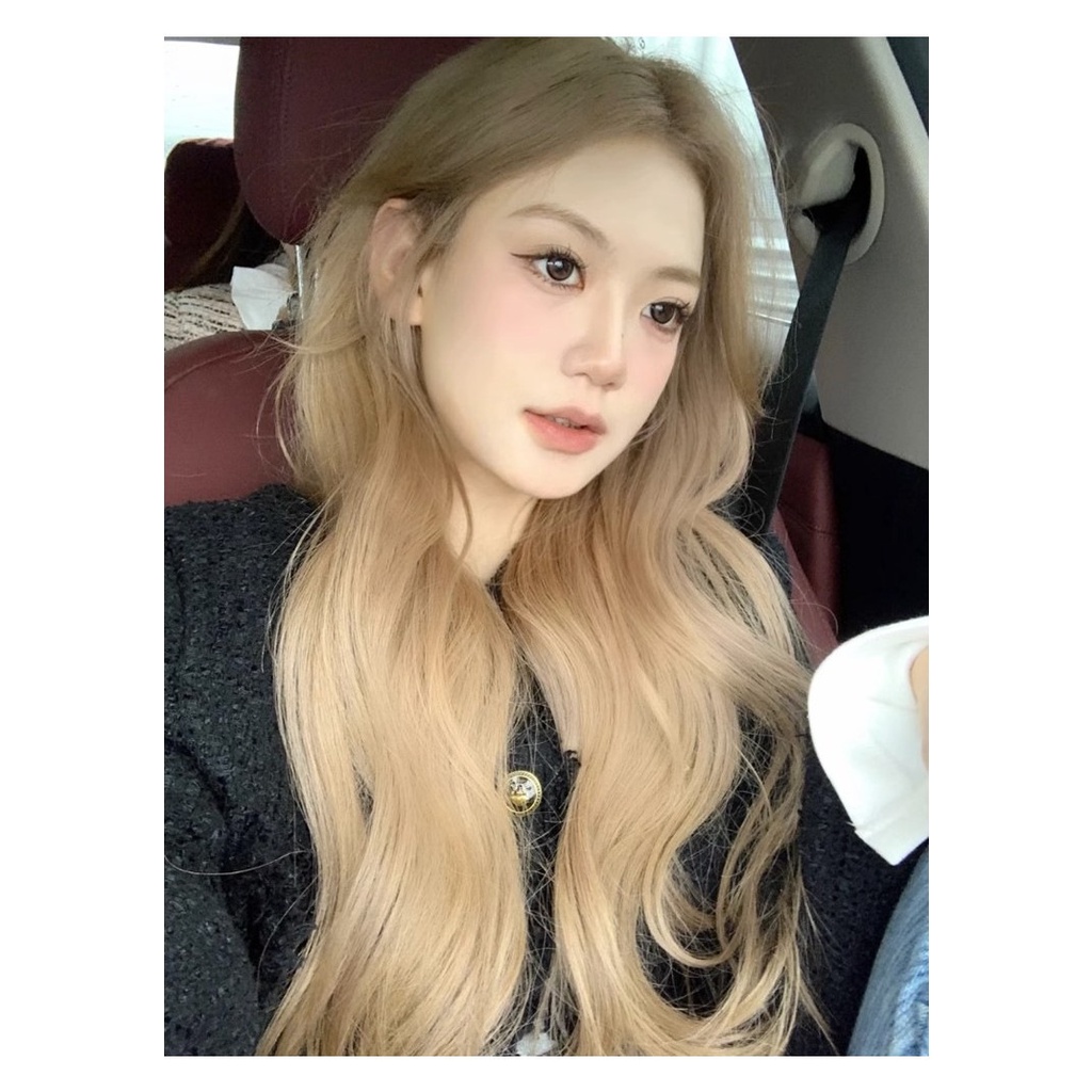 Tóc Giả Xoăn Gợn Sóng Lớn Màu Nâu Be Phong Cách Âu Mỹ zf601